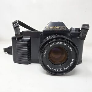 Canon T50 35mm SLR Film Camera with Canon FD 50mm 1:1.8 Lens Tested Working
